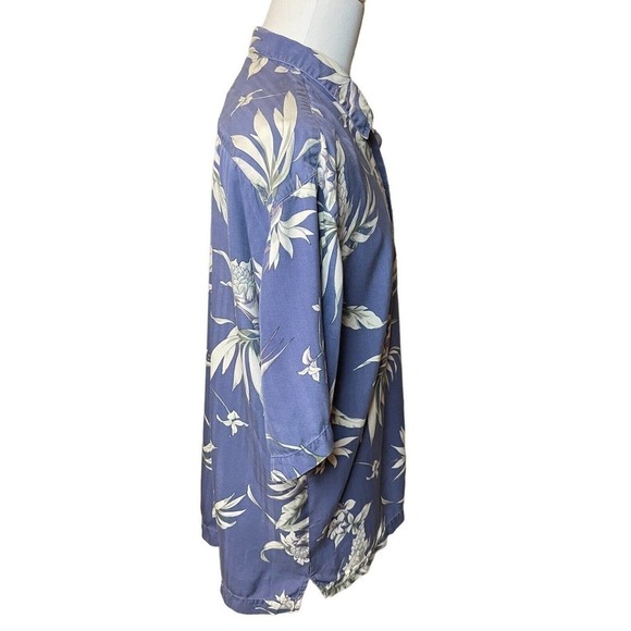 Tommy Bahama Silk Camp Shirt Wood Buttons Blue Floral Men's Size Large Hawaiian - Picture 7 of 9